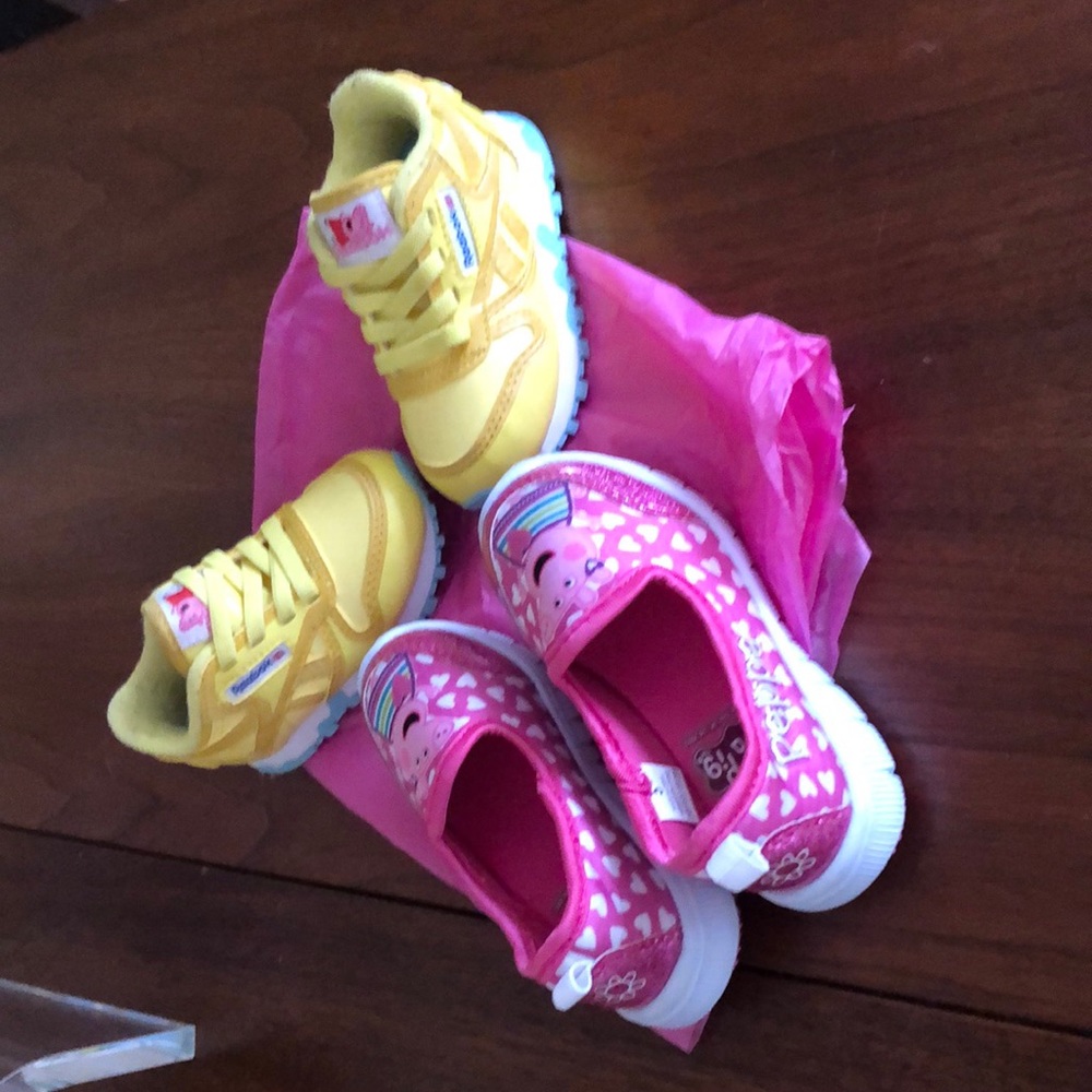 Two pairs adorable and small “Peppa The Pig” themed Shoes US 4 and US 5.